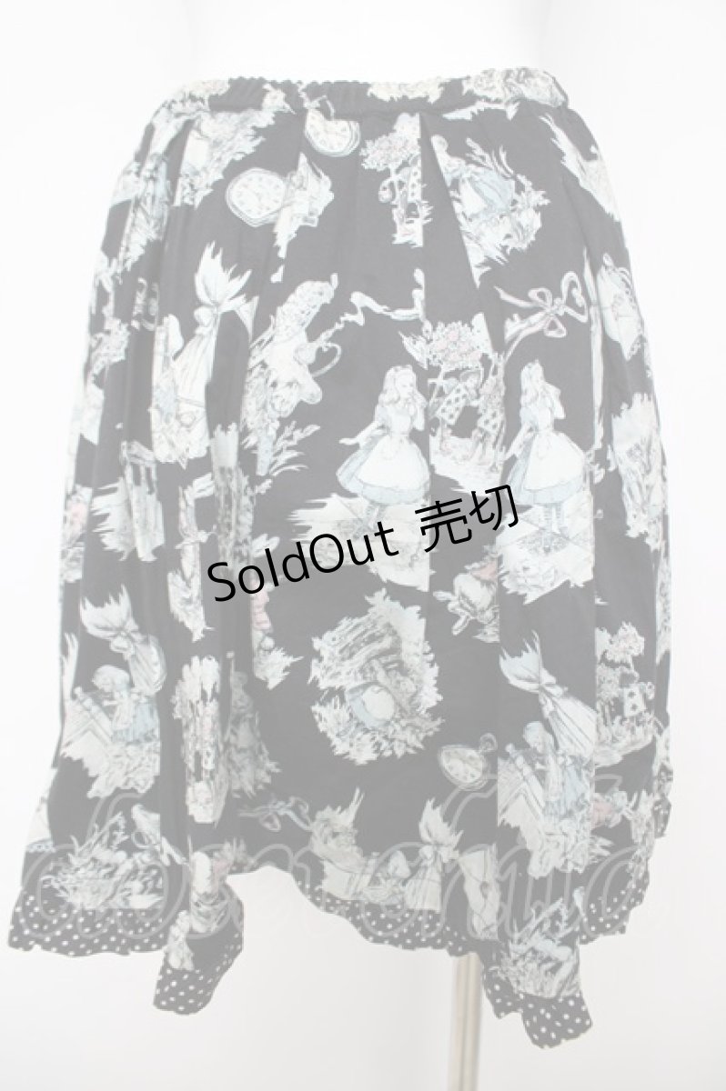 画像2: Emily Temple cute / アリスプリントスカート  黒 Y-26-04-27-237-ET-SK-SZ-ZY (2)