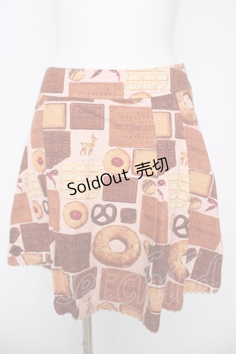 画像1: Emily Temple cute / ビスケット&チョコプリントスカート  ピンク Y-26-04-27-239-ET-SK-SZ-ZY (1)
