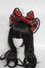 画像1: Doll Paradise / チェックリボンうさ耳カチューシャ F 赤 Y-26-04-27-025-LO-AC-SZ-ZY (1)