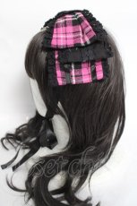 画像2: HN+nois / /チェックリボンヘッドドレス  ピンク Y-26-04-27-028-HN-AC-SZ-ZY (2)