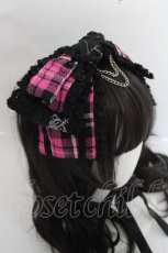 画像4: HN+nois / /チェックリボンヘッドドレス  ピンク Y-26-04-27-028-HN-AC-SZ-ZY (4)