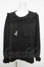 画像1: m petit by misako / NINA'S刺繍リボンブラウス  黒 Y-26-05-01-062-LO-BL-SZ-ZY (1)