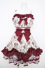 画像1: TaTaTa Lolita / Burgundy Roseプリントジャンパースカート  ワイン Y-26-05-01-108-LO-OP-AS-ZY (1)