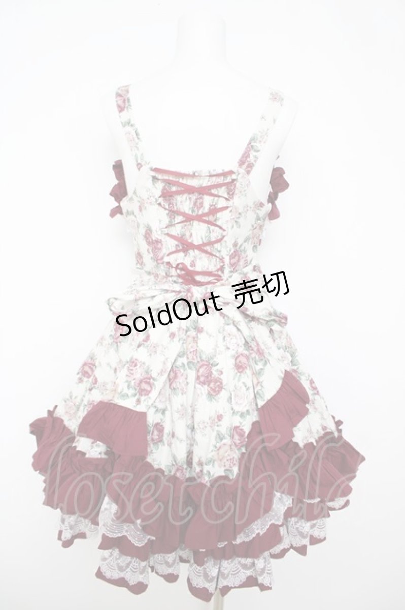 画像2: TaTaTa Lolita / Burgundy Roseプリントジャンパースカート  ワイン Y-26-05-01-108-LO-OP-AS-ZY (2)