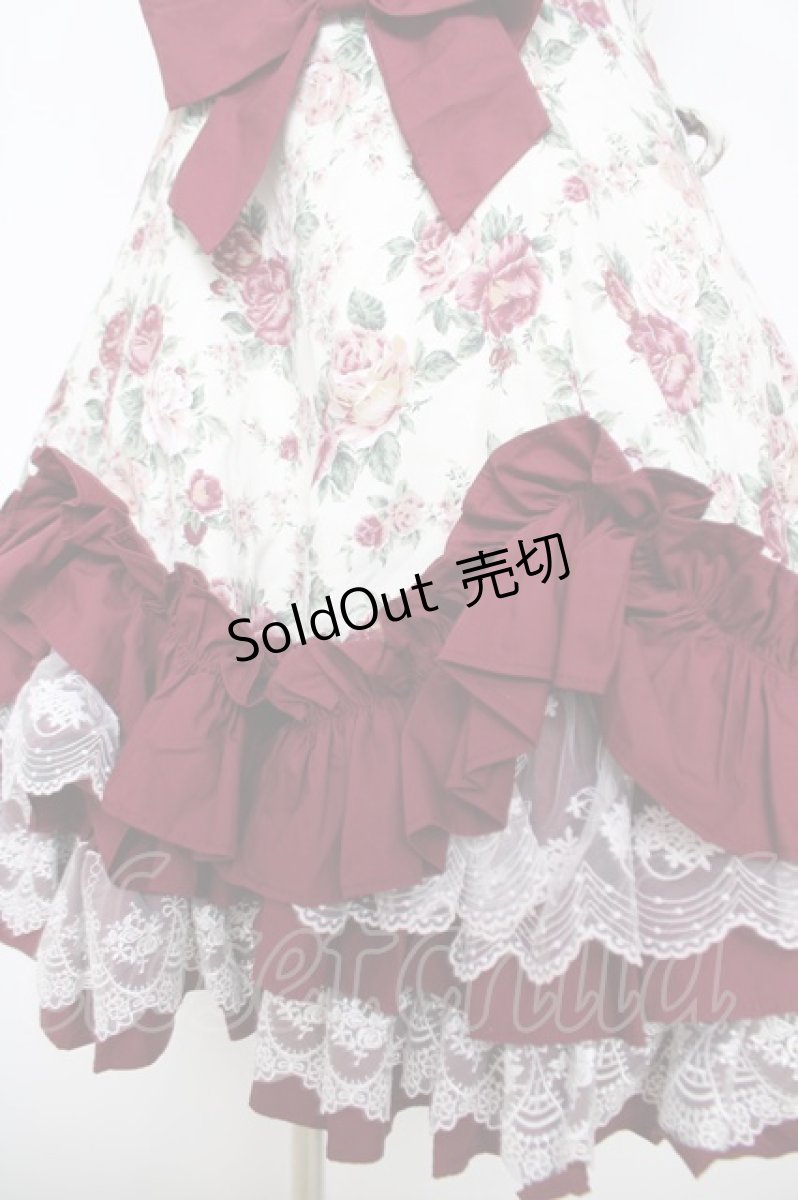 画像4: TaTaTa Lolita / Burgundy Roseプリントジャンパースカート  ワイン Y-26-05-01-108-LO-OP-AS-ZY (4)
