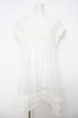 画像1: Cherir la femme / ビーズ使い刺繍ワンピース M 白 Y-26-05-01-109-LO-OP-SZ-ZY (1)
