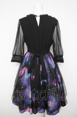 画像2: Favorite / 宇宙柄×星空チュールの長袖ワンピース M-L 黒 Y-26-05-01-114-LO-OP-SZ-ZY (2)
