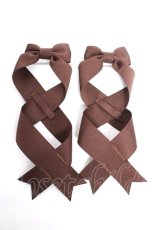 画像1: LOTUS ribbon / ツインリボンバレッタ  ブラウン Y-26-05-01-003-EL-AC-SZ-ZY (1)