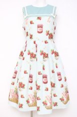 画像1: Melody BasKet / Strawberry picnicセーラー風ノースリーブワンピース M ミント Y-26-05-02-041-LO-OP-SZ-ZY (1)