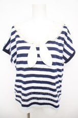 画像1: axes femme / レースボーダーセーラーTシャツ  オフ×ネイビー Y-26-05-04-044-AX-TO-IG-ZY (1)
