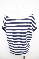 画像2: axes femme / レースボーダーセーラーTシャツ  オフ×ネイビー Y-26-05-04-044-AX-TO-IG-ZY (2)