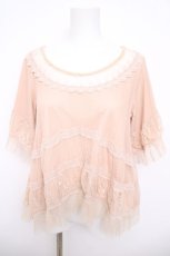 画像1: axes femme / ドットチュールTシャツ M ピンク Y-26-05-04-049-AX-TO-IG-ZY (1)