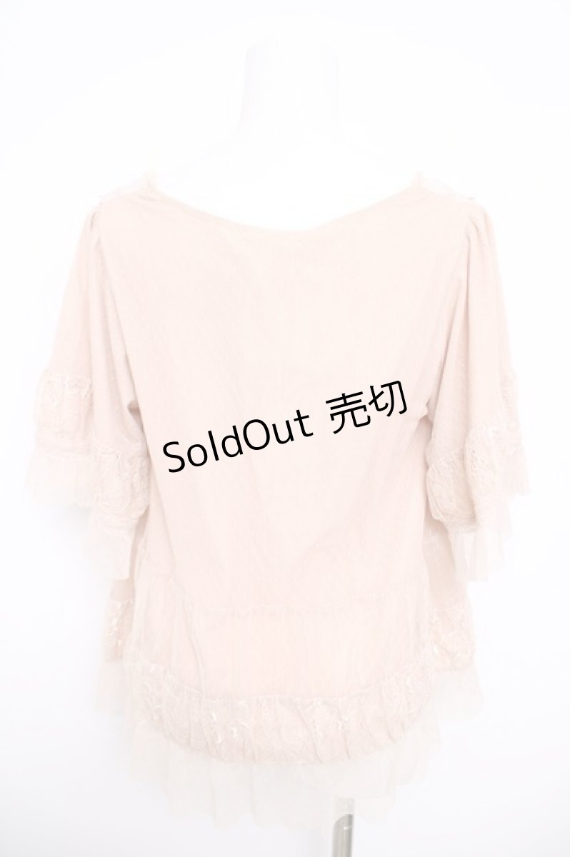 画像2: axes femme / ドットチュールTシャツ M ピンク Y-26-05-04-049-AX-TO-IG-ZY (2)