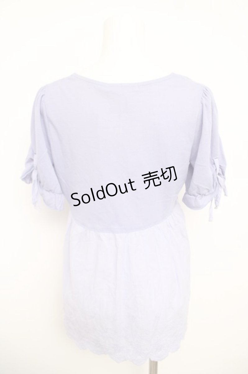 画像2: axes femme / レースアップデザイン切り替えTシャツ  パープル Y-26-05-04-051-AX-TO-IG-ZY (2)
