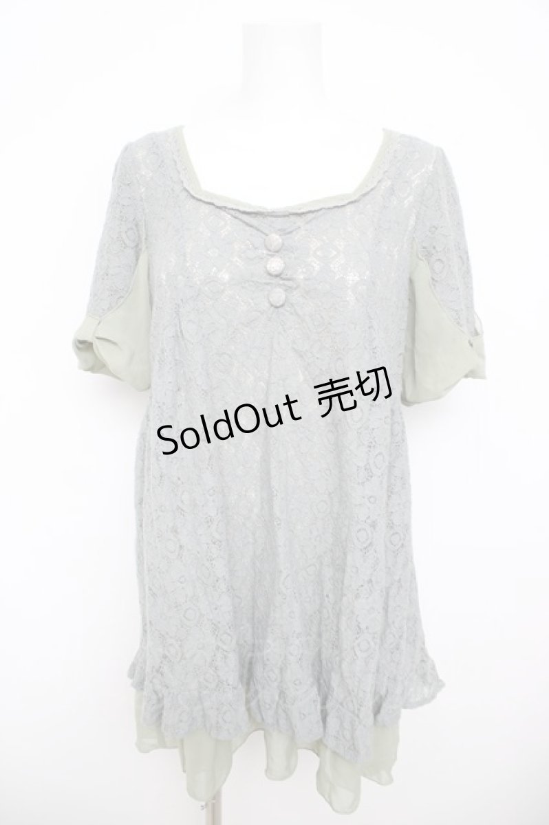 画像1: axes femme / レースシフォンプルオーバー  グリーン系 Y-26-05-04-055-AX-TO-IG-ZY (1)