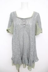 画像1: axes femme / レースシフォンプルオーバー  グリーン系 Y-26-05-04-055-AX-TO-IG-ZY (1)