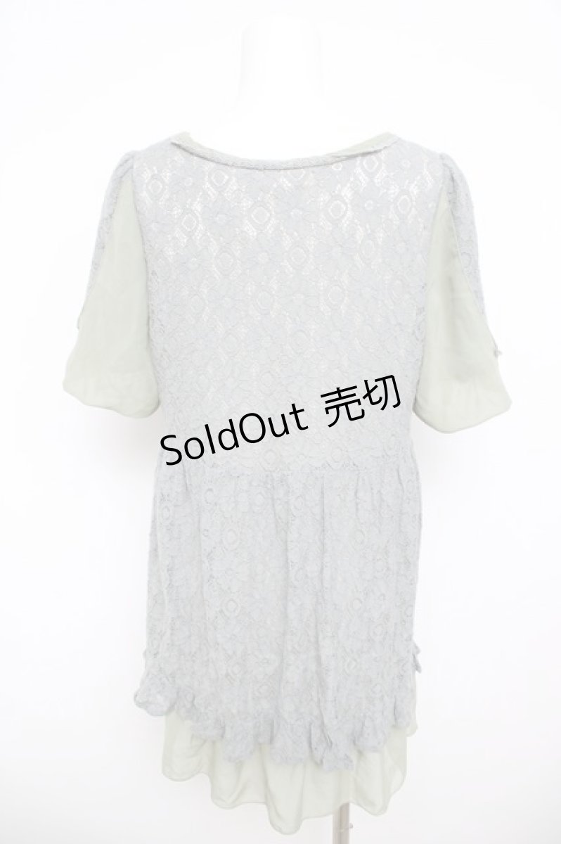 画像2: axes femme / レースシフォンプルオーバー  グリーン系 Y-26-05-04-055-AX-TO-IG-ZY (2)