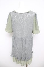 画像2: axes femme / レースシフォンプルオーバー  グリーン系 Y-26-05-04-055-AX-TO-IG-ZY (2)