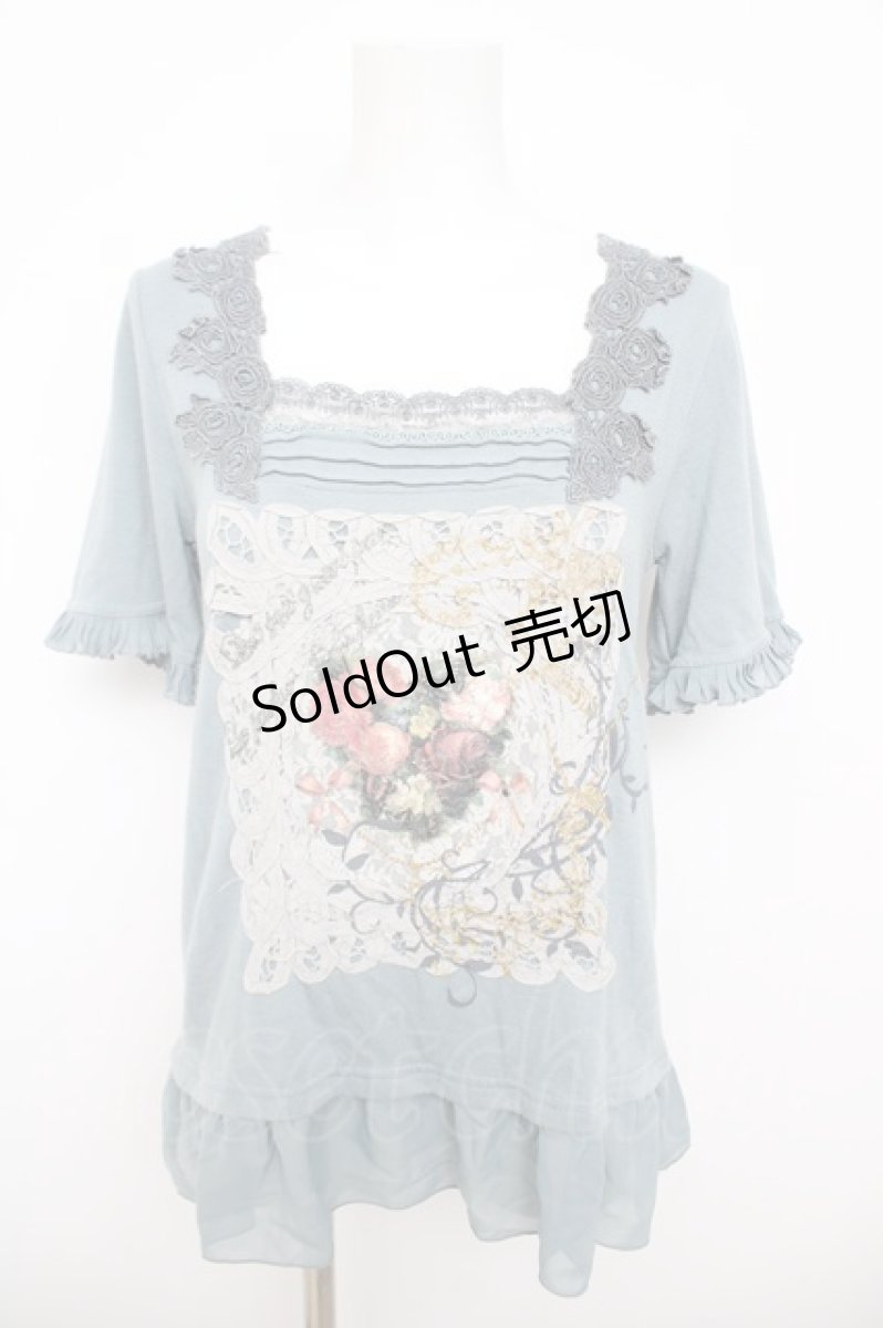 画像1: axes femme / フラワーレースTシャツ M グリーン Y-26-05-04-056-AX-TO-OW-ZY (1)