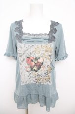 画像1: axes femme / フラワーレースTシャツ M グリーン Y-26-05-04-056-AX-TO-OW-ZY (1)