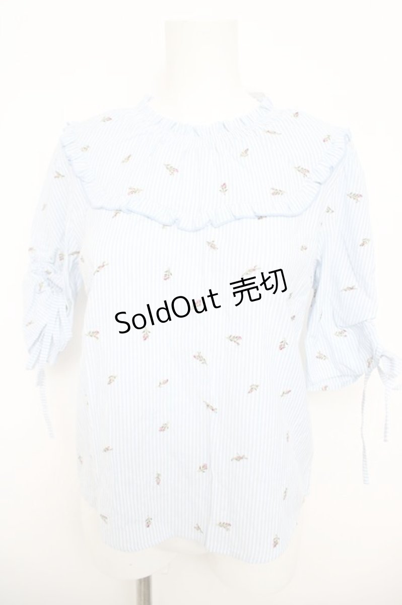 画像1: axes femme POETIQUE / ストライプローズブラウス M サックス Y-26-05-04-070-AX-BL-IG-ZY (1)