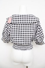 画像2: Maison de FLEUR Petite Robe / BIGカラーギンガムプルブラウス F クロ Y-26-05-04-090-LO-BL-OW-ZY (2)