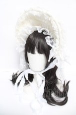 画像1: Triple fortune / レースボンネット  白 Y-26-05-04-010-EL-AC-SZ-ZY (1)