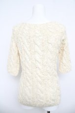 画像2: INGEBORG / ケーブル編み半袖ニット S アイボリー Y-26-05-04-101-LO-TO-IG-ZY (2)