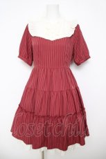 画像1: axes femme / リボンブローチティアードワンピース  赤 Y-26-05-04-125-AX-OP-SZ-ZY (1)