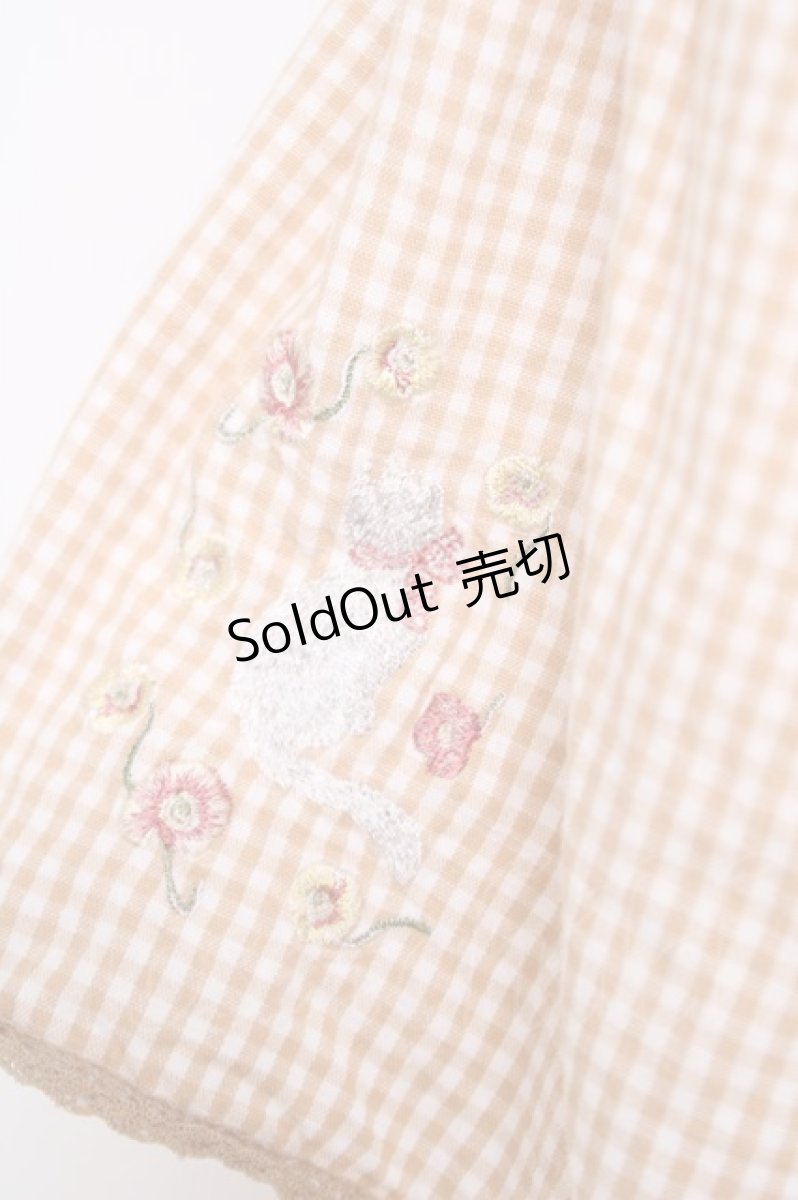 画像3: PINK HOUSE / ギンガム猫刺繍チュニックブラウス  ベージュ Y-26-05-04-161-LO-OP-SZ-ZY (3)