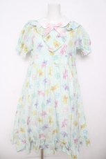 画像1: Nile Perch / くまさんがとってもかわいいオリジナルプリントワンピース  グリーン Y-26-05-04-167-LO-OP-SZ-ZY (1)