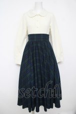 画像1: Favorite / 英国チェックのお嬢様上品ワンピース M グリーン Y-26-05-05-058-LO-OP-SZ-ZY (1)
