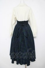 画像2: Favorite / 英国チェックのお嬢様上品ワンピース M グリーン Y-26-05-05-058-LO-OP-SZ-ZY (2)