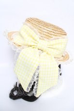 画像2: Angelic Pretty / LovelyチェックストローHat  イエロー Y-26-05-05-015-AP-AC-AS-ZY (2)