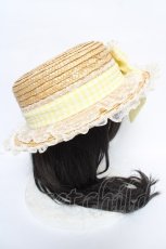 画像4: Angelic Pretty / LovelyチェックストローHat  イエロー Y-26-05-05-015-AP-AC-AS-ZY (4)