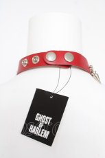 画像2: GHOST of HARLEM / メタルクロスチェーン付きスタッズチョーカー  赤 Y-26-05-05-004-PU-AC-SZ-ZY (2)