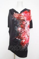 画像1: CIVARIZE / モードドレープフラワーTシャツ 44 ブラック×レッド Y-26-05-05-028-PU-TS-SZ-ZY (1)