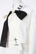 画像3: Amilige / 刺繍入りリボンネクタイ付きシャツ F 白 Y-26-05-06-042-PU-BL-SZ-ZY (3)
