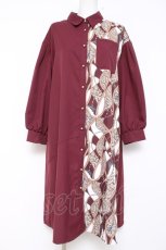 画像1: axes femme / スカーフ切替シャツワンピース F ワイン Y-26-05-06-058-AX-OP-SZ-ZY (1)