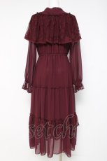 画像2: axes femme / レースケープティアードワンピース  ワイン Y-26-05-06-060-AX-OP-SZ-ZY (2)