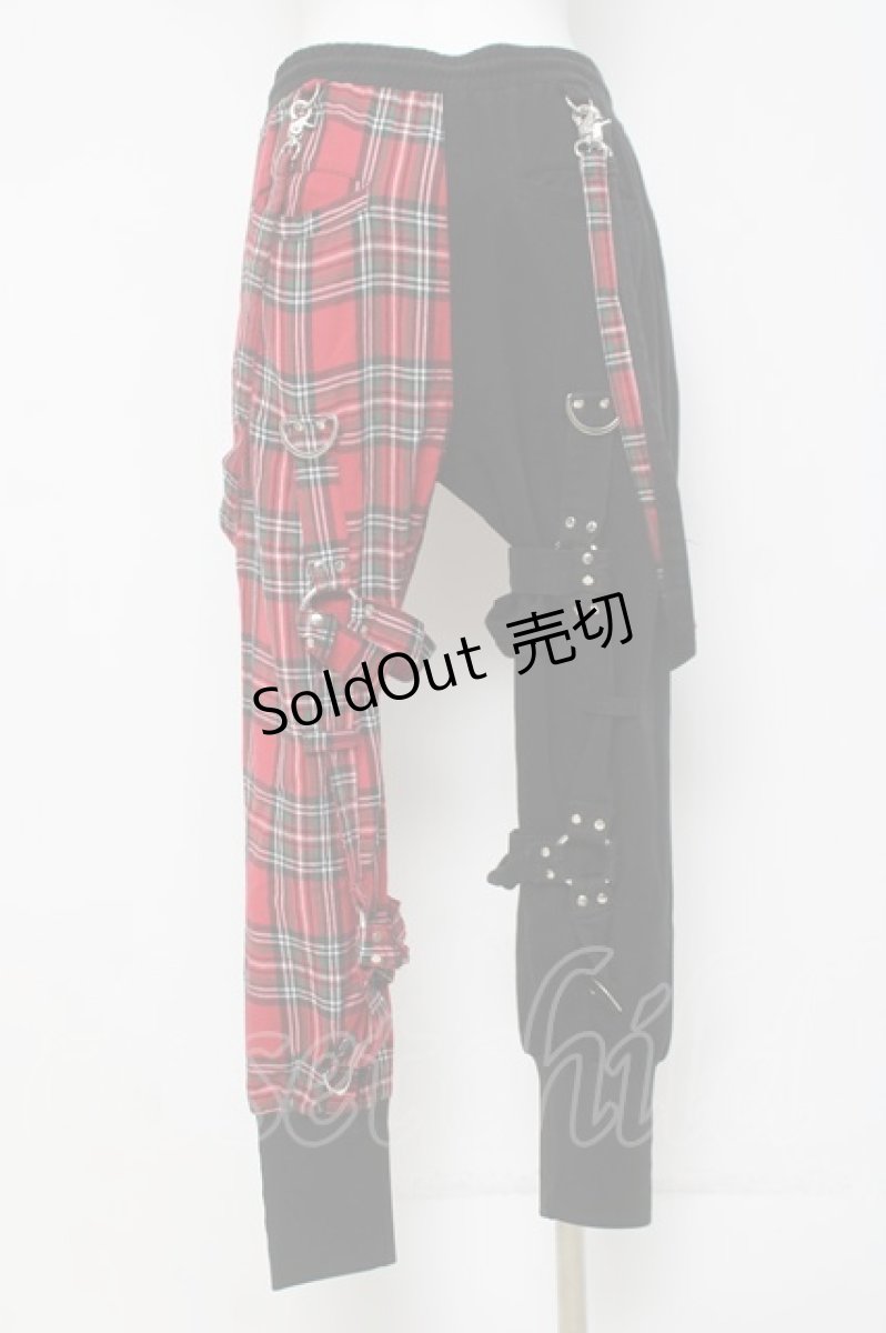 画像2: REFLEM / ボンテージカーゴパンツ F ブラック/レッド Y-26-05-06-081-PU-PA-SZ-ZY (2)
