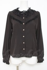 画像1: axes femme POETIQUE / リボン襟フリルブラウス  黒 Y-26-05-06-025-AX-BL-SZ-ZY (1)