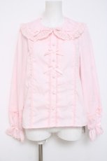 画像1: axes femme kawaii / トーションレース丸襟ブラウス  ピンク Y-26-05-06-027-AX-BL-SZ-ZY (1)