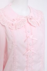 画像3: axes femme kawaii / トーションレース丸襟ブラウス  ピンク Y-26-05-06-027-AX-BL-SZ-ZY (3)