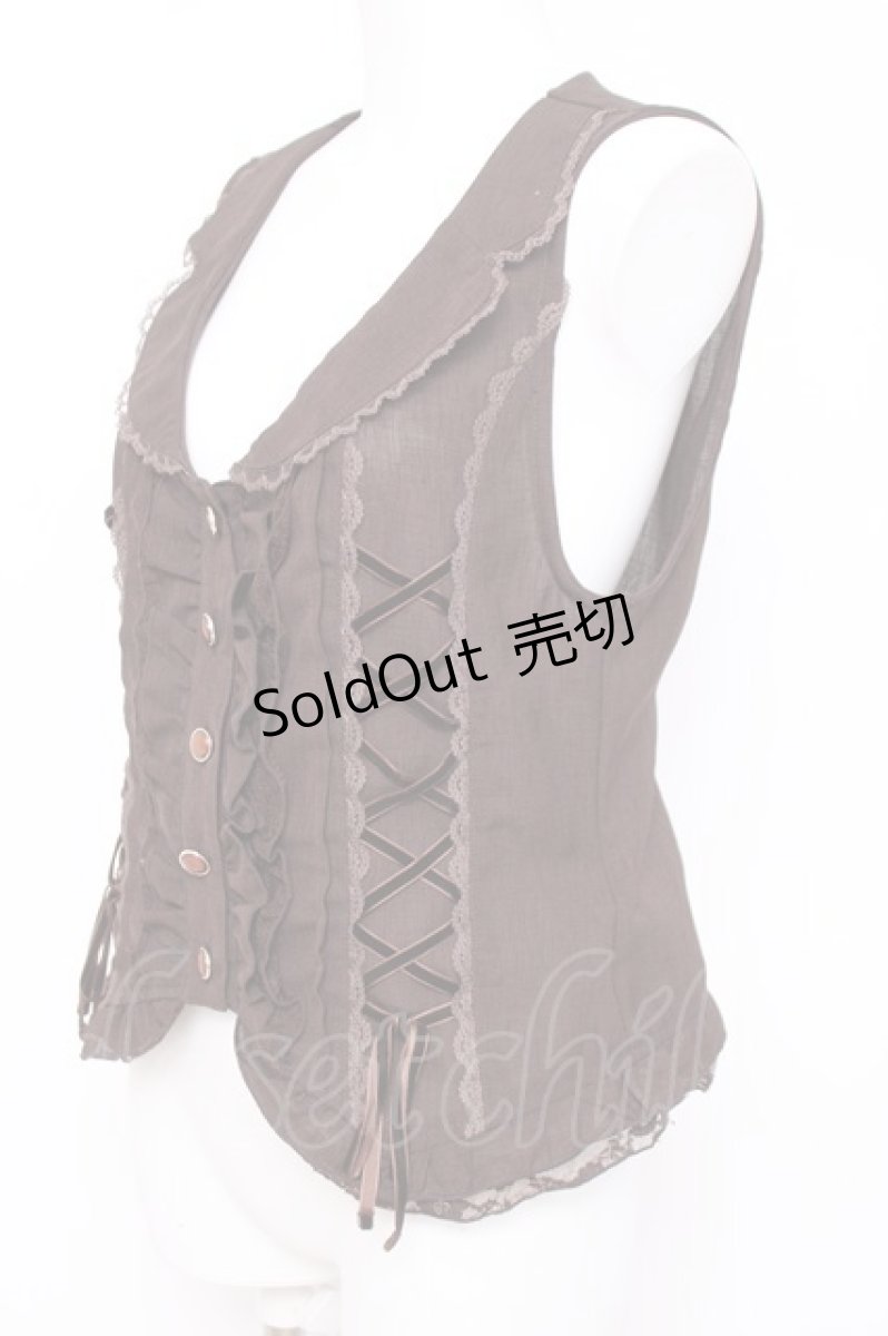画像2: axes femme / レースアップベスト  茶 Y-26-05-08-058-AX-TO-SZ-ZY (2)