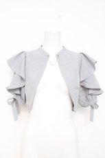 画像1: axes femme POETIQUE / フリル半袖ショートボレロ  グレー Y-26-05-08-062-AX-TO-SZ-ZY (1)