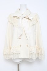 画像1: axes femme / リボン付レースフリルコート F 生成り Y-26-05-08-064-AX-JA-SZ-ZY (1)