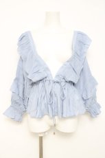 画像1: axes femme / ボリュームフリルカーデ M サックス Y-26-05-08-068-AX-TO-SZ-ZY (1)