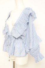 画像2: axes femme / ボリュームフリルカーデ M サックス Y-26-05-08-068-AX-TO-SZ-ZY (2)