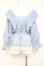 画像3: axes femme / ボリュームフリルカーデ M サックス Y-26-05-08-068-AX-TO-SZ-ZY (3)